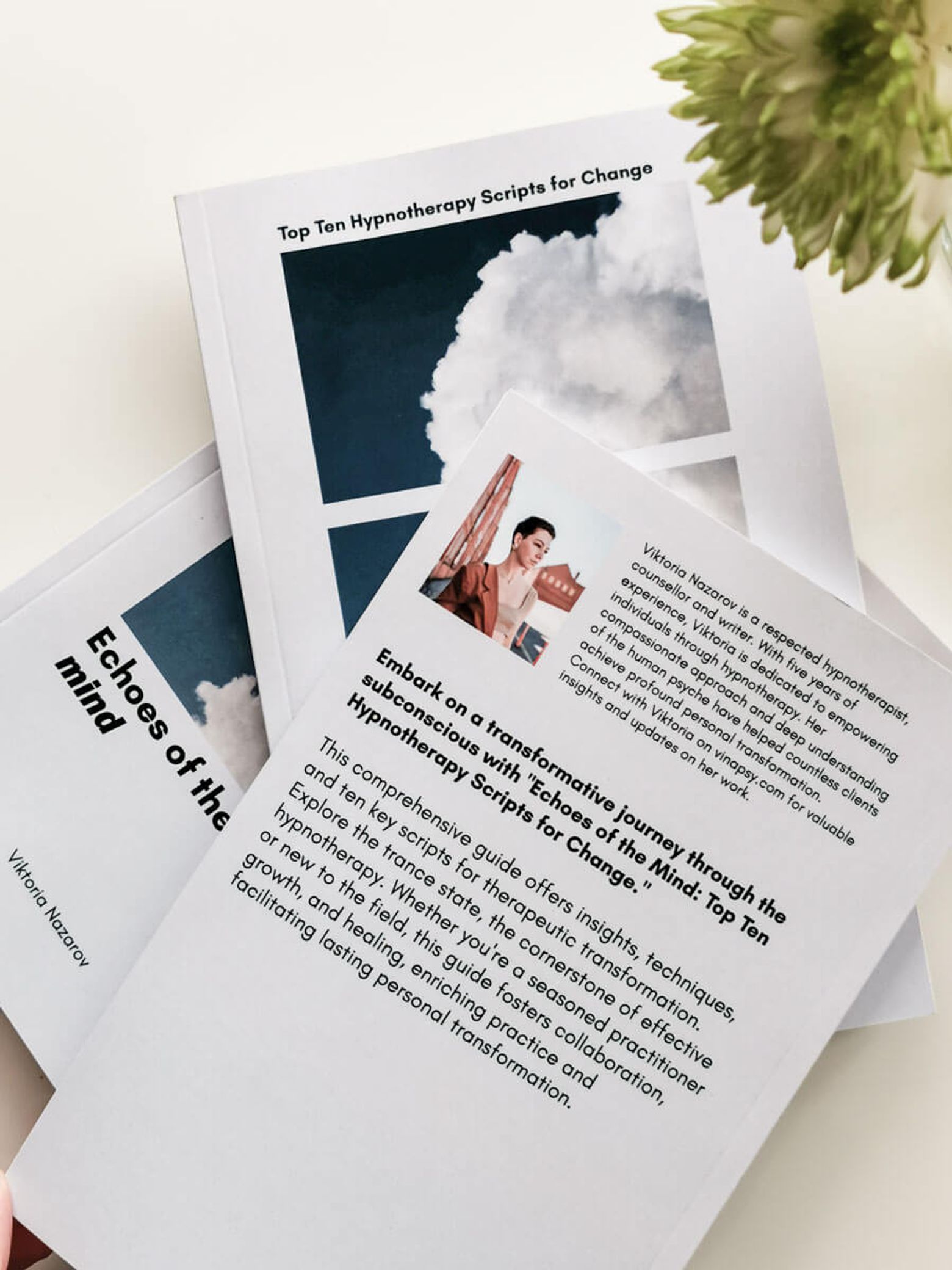 Front and back covers of Top Ten Hypnotherapy Scripts for Change by Viktoria Loginova.